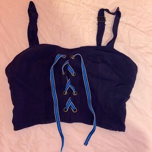 Cute Purple Lace Up Crop Top